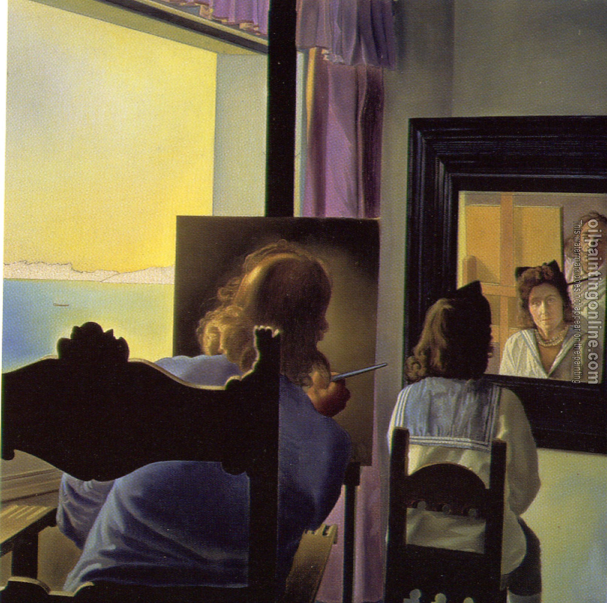 Dali, Salvador - Dali from the Back Painting Gala from the Back Eternalized by Six Virtual Corneas Provisionally Reflected in Six Real Mirrors (unfinished)
